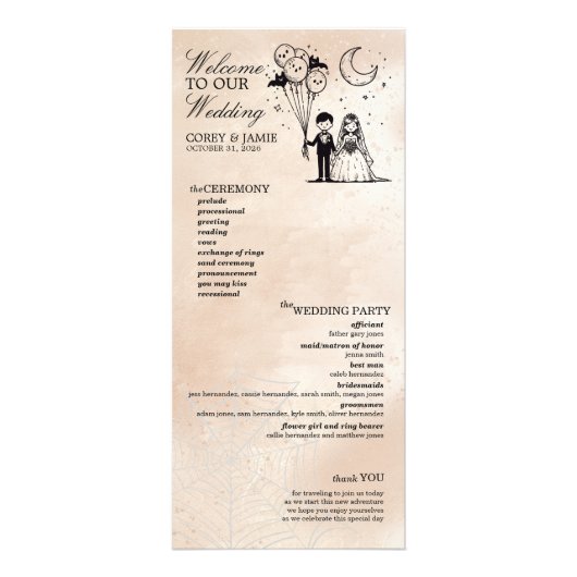 Spooky Little Couple Zeremony Program Werbekarte (Vorne)