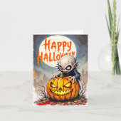 Spooky Little Naughty Vampire Happy Halloween Karte (Vorderseite)