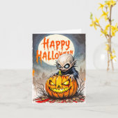 Spooky Little Naughty Vampire Happy Halloween Karte (Gelbe Blume)