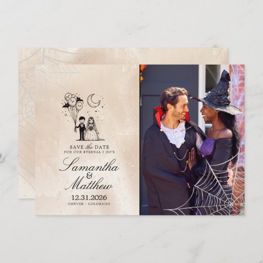 Spooky Little Save the Date Card (Vorne/Hinten)