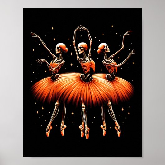 Spooky Llerina Skeleton Dance Funny Halloween Llet Poster (Vorne)