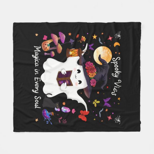Spooky Magic & Whimsical Night Design Fleecedecke (Vorderseite (Horizontal))