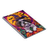 Spooky Malti Tzu Hund Halloween Hexe und Pumpkin Notizblock (Rechte Seite)