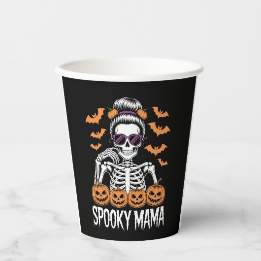 Spooky Mama Cool Halloween Skeleton Pappbecher (Vorderseite)
