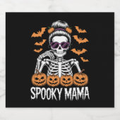 Spooky Mama Cool Halloween Skeleton Schaumweinetikett (Einzelnes Label)