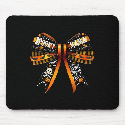 Spooky Mama Coquette Bow Pumpkin Niedlich Hallowee Mousepad (Vorne)
