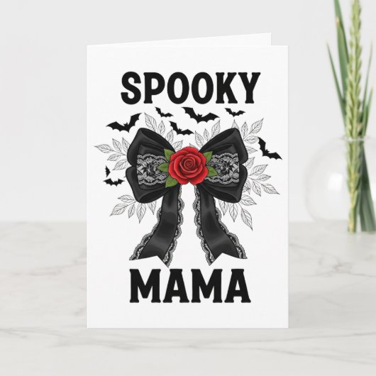 Spooky Mama Coquette Halloween Feiertagskarte (Vorderseite)