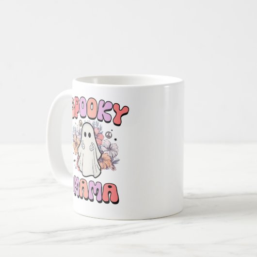 Spooky Mama Funny Halloween Ghost Kaffeetasse (Vorderseite Links)