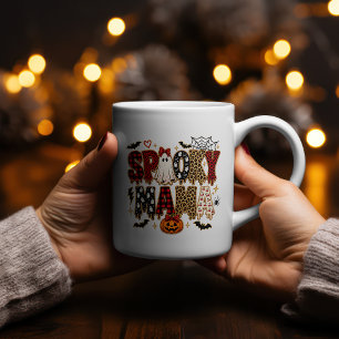 Spooky Mama Halloween Leopardenmuster gemischt Kaffeetasse