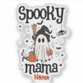 Spooky Mama Halloween - Niedlich Ghost & Cat Aufkleber (Vorderseite)
