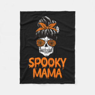 Spooky Mama Lazy Halloween Kostüm Skull Messy Bun Fleecedecke