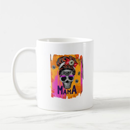 Spooky Mama - Messy Bun Skull Kaffeetasse (Links)