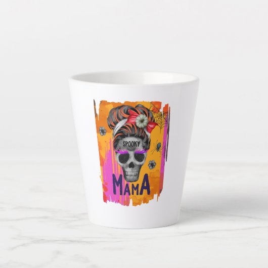 Spooky Mama - Messy Bun Skull Milchtasse (Vorderseite)