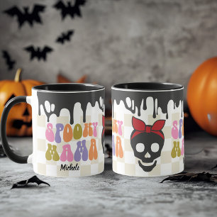 Spooky MAMA Skull mit rotem Bandana personalisiert Tasse