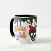 Spooky MAMA Skull mit rotem Bandana personalisiert Tasse (Vorderseite Links)