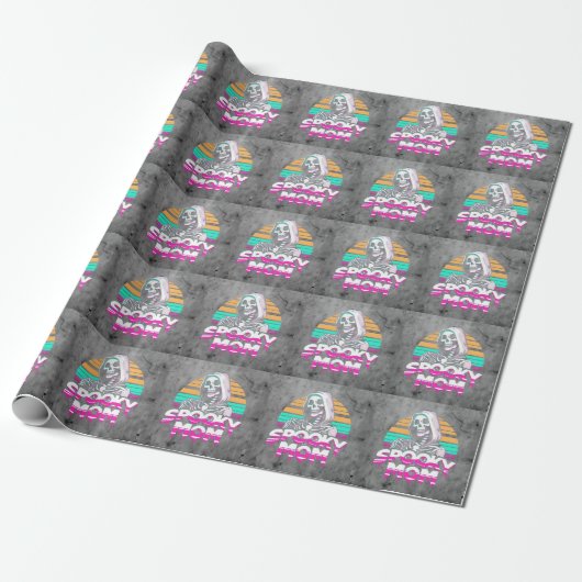Spooky Mama: Vaporwave Skelett Halloween Mama Geschenkpapier (Ungerollt)