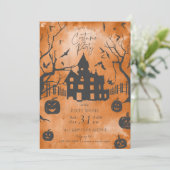 Spooky Mansion Halloween Kostüm Party Einladung (Stehend Vorderseite)