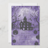 Spooky Mansion Halloween Kostüm Party Lila Einladung (Vorderseite)