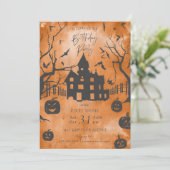 Spooky Mansion Halloween Party Einladung (Stehend Vorderseite)