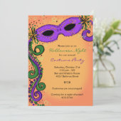 Spooky Mardi Gras Einladung zum Halloween-Party (Stehend Vorderseite)
