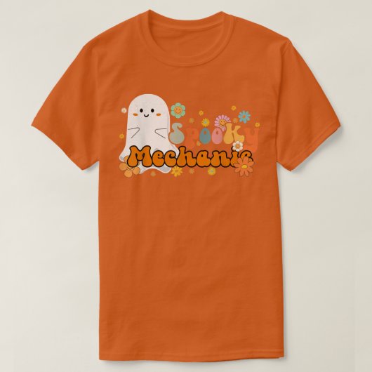 Spooky Mechanic Retro Groovy Niedlich Ghost Hallow T-Shirt (Design vorne)