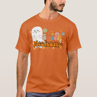 Spooky Mechanic Retro Groovy Niedlich Ghost Hallow T-Shirt