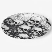 Spooky menschliche Schädel Spinnweben KobwebFleder Pappteller (Schrägansicht)
