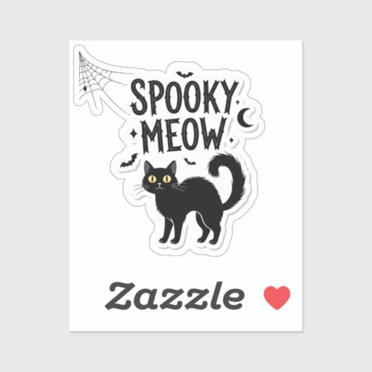 Spooky Meow - Halloween Cat Quote Vinyl Sticker (Blatt)