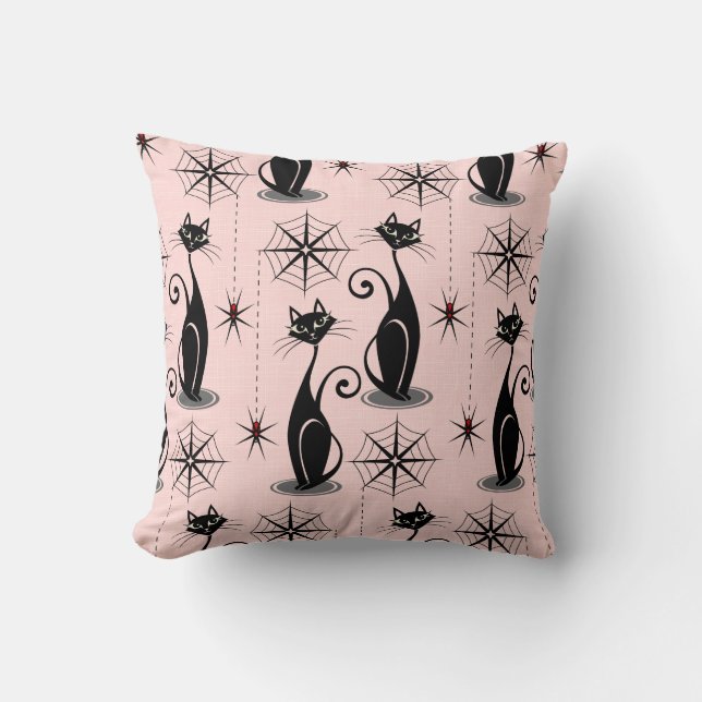 Spooky Meow Retro Atomkatzen Kissen (Vorderseite)