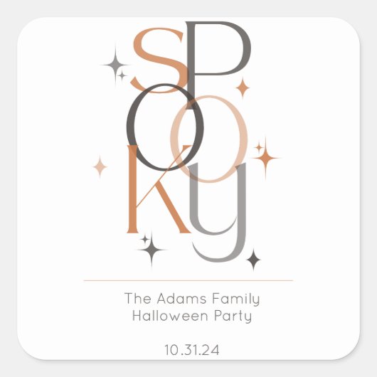 Spooky Minimal Retro Modernes ästhetisches Hallowe Quadratischer Aufkleber (Vorderseite)