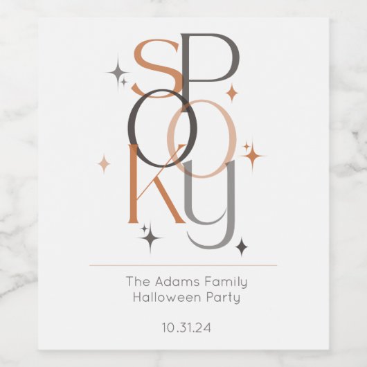 Spooky Minimal Retro Modernes ästhetisches Hallowe Weinetikett (Einzelnes Label)