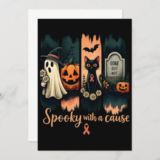 Spooky mit einer Ursache - Halloween und rosa Band Einladung (Vorne/Hinten)