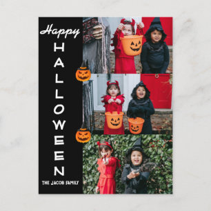 Spooky Moderne Halloween Familie Drei FotoCollage Feiertagspostkarte