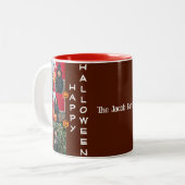 Spooky Moderne Halloween Familie Drei FotoCollage Zweifarbige Tasse (Vorderseite Links)