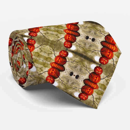 Spooky Modernes Halloween Pumpkin Satin Strip Krawatte (Gerollt)