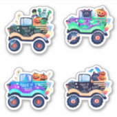 Spooky Monster Trucks Halloween Aufkleber (Vorderseite)