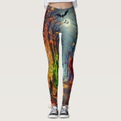 Spooky Monsters Halloween Eine Art Leggings (Vorderseite)
