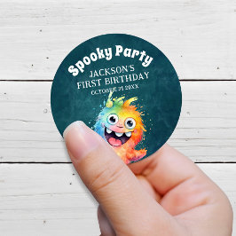 Spooky Monsters Kids Halloween Birthday Party Runder Aufkleber