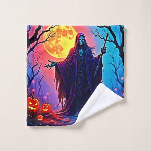 Spooky Moon Death's Call Design Badhandtuch Set (Waschlappen)