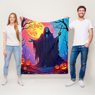 Spooky Moon Death's Call Design Fleecedecke