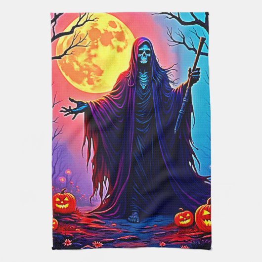 Spooky Moon Death's Call Design Geschirrtuch (Vertikal)