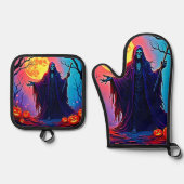 Spooky Moon Death's Call Design Ofenhandschuh & Topflappen-Set (Vorderseite)