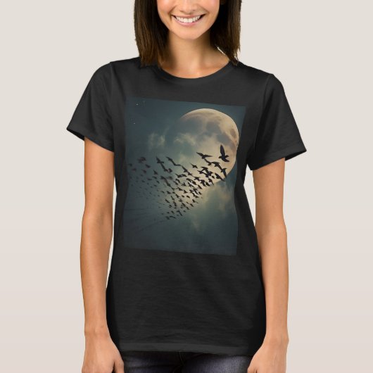 Spooky Moon Ravens T-Shirt (Vorderseite)