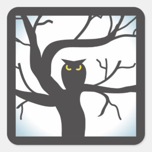 Spooky Moon und Owl Halloween Sticker
