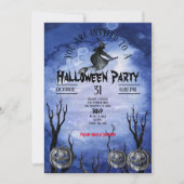 Spooky Moon Witch Pumpkins Friedhof Einladung (Vorderseite)