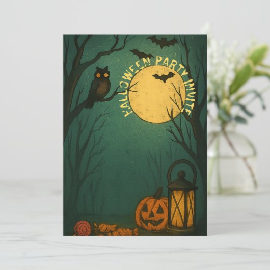 Spooky Moonlight Halloween Einladung (Stehend Vorderseite)