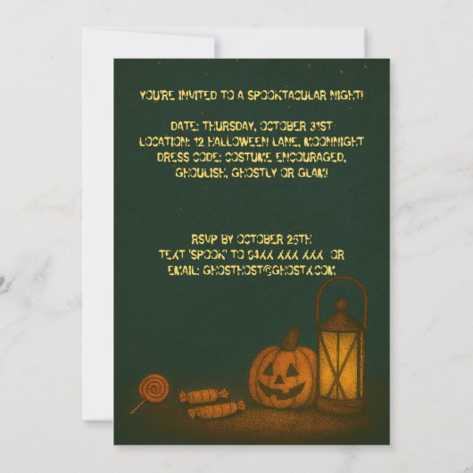 Spooky Moonlight Halloween Einladung (Rückseite)