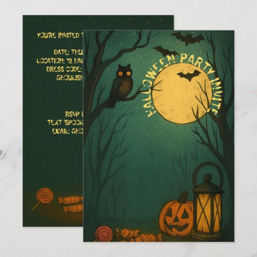 Spooky Moonlight Halloween Einladung (Vorne/Hinten)