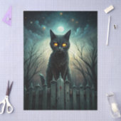Spooky Moonlit Black Cat Halloween Decoupage Seidenpapier (Basteln)