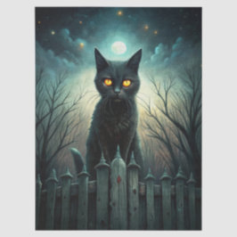 Spooky Moonlit Black Cat Halloween Decoupage Seidenpapier